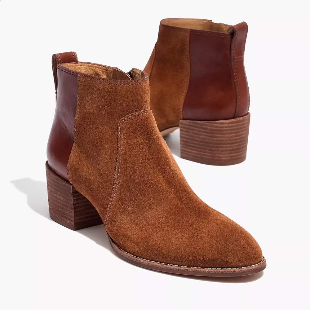Madewell J8303 Burnt Sienna Leather and Suede Ankle Boots